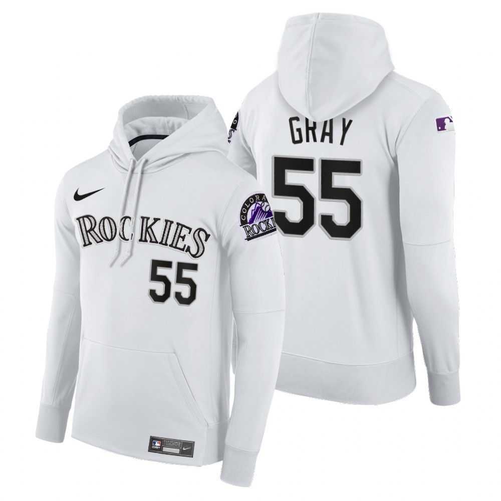 Men Colorado Rockies 55 Gray white home hoodie 2021 MLB Nike Jerseys